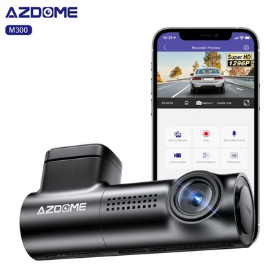 AZDOME Small Dash Cam for Cars WiFi 1296P FHD Parking Modes Loop Recording 1080P