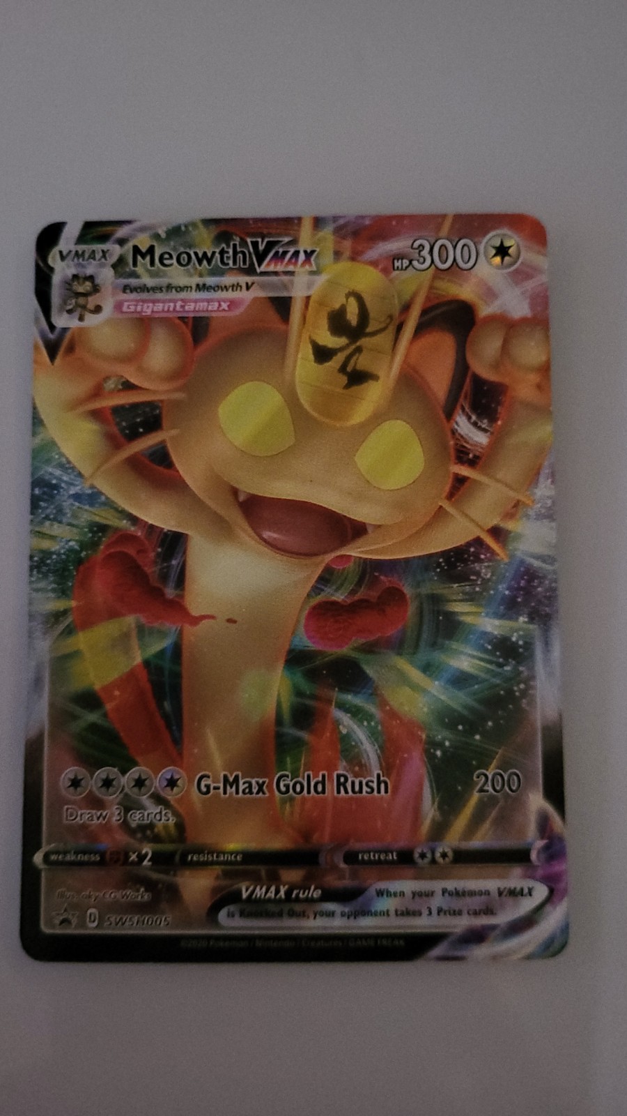Pokémon Meowth VMAX SWSH005 Full Art Promo TCG Card Near Mint