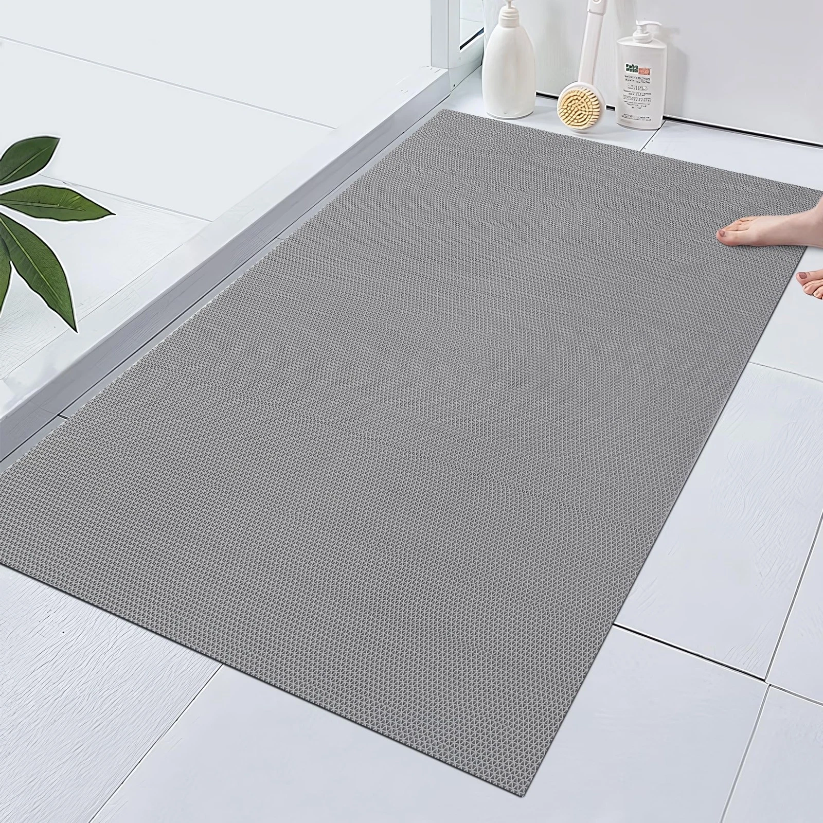 58×32 Inches Extra Large Shower Mat, Anti Slip 58" x 32" (Rectangular), Gray