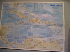 WEST INDIES + THE MAKING OF AMERICA MAP National Geographic November 1987