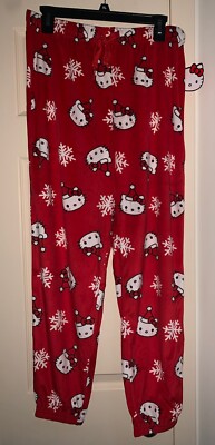NWT Hello Kitty Sanrio Christmas Santa Hat Snowflakes Women's Small Lounge Pant