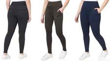 Mondetta Women's Jacquard Knit Legging Pants Pockets Pintuck