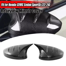 LH+RH Carbon Fiber Look Rearview Side Mirror Cover Cap For 2022-24 Honda Civic