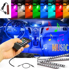 4x RGB LED Glow Car Lamp Under Dash Footwell Seats Inside Lighting USB Music US