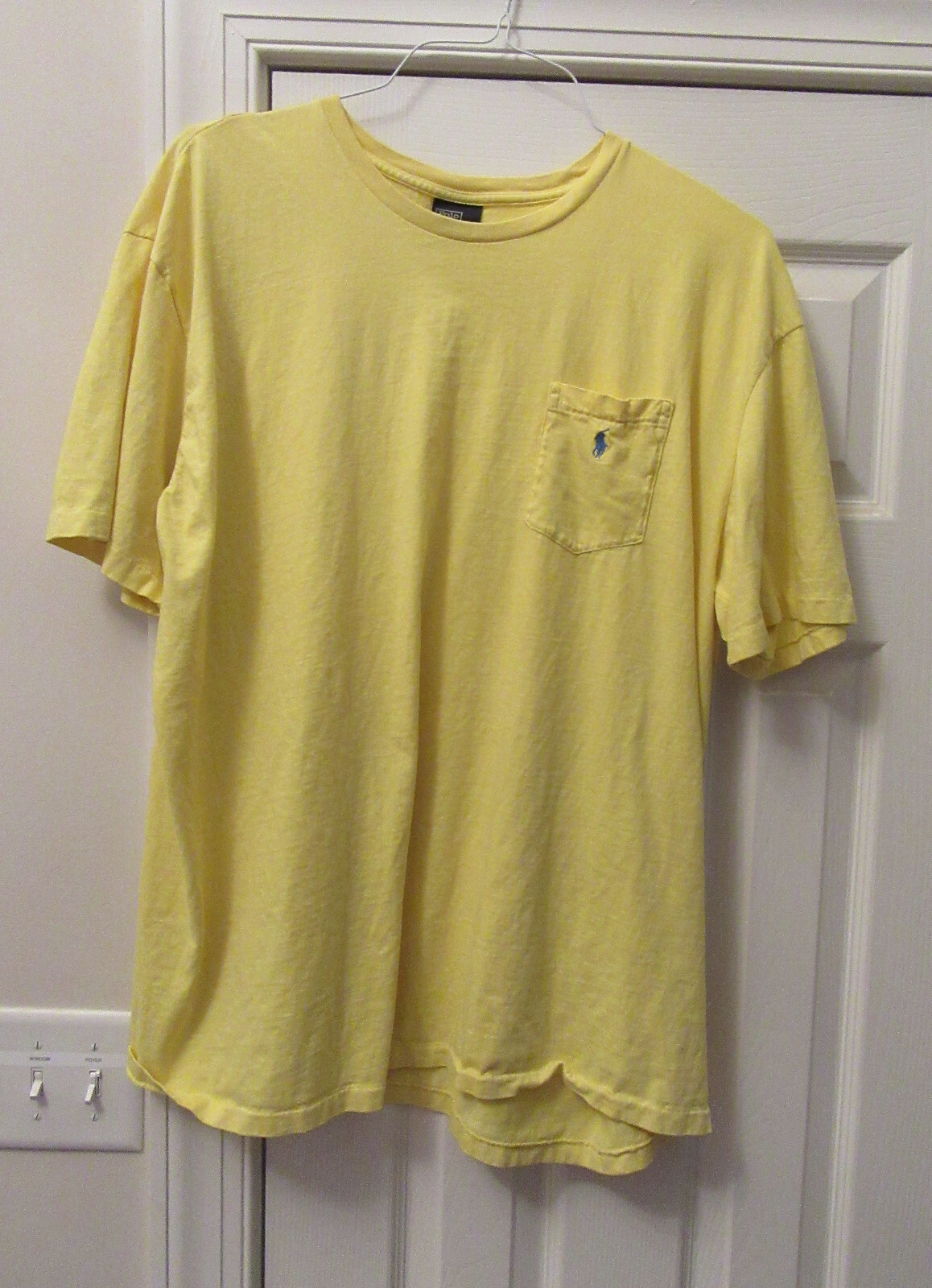 Polo Ralph Lauren T Shirt Uomo Tascabile Giallo con Pony Blu X Large XL