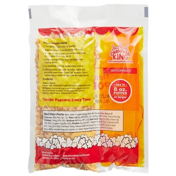 Carnival King All-In-One Popcorn Kit for 8 oz. to 10 oz. Poppers - 24/Case - Image 2 of 4