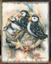 Wood Gallery Send the clowns PUFFIN Birds Made In The USA 12" Size Wall Decor