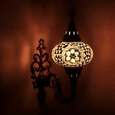 Turkish Moroccan Mosaic Tiffany Style Wall Sconce Light Night Lamp - Free Bulb