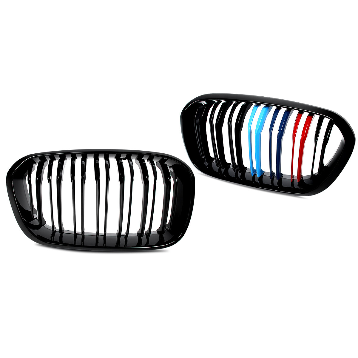 Pair Gloss Black Kidney Grille Grill M Color For BMW F20 F21 1 Series 15-19 LCI