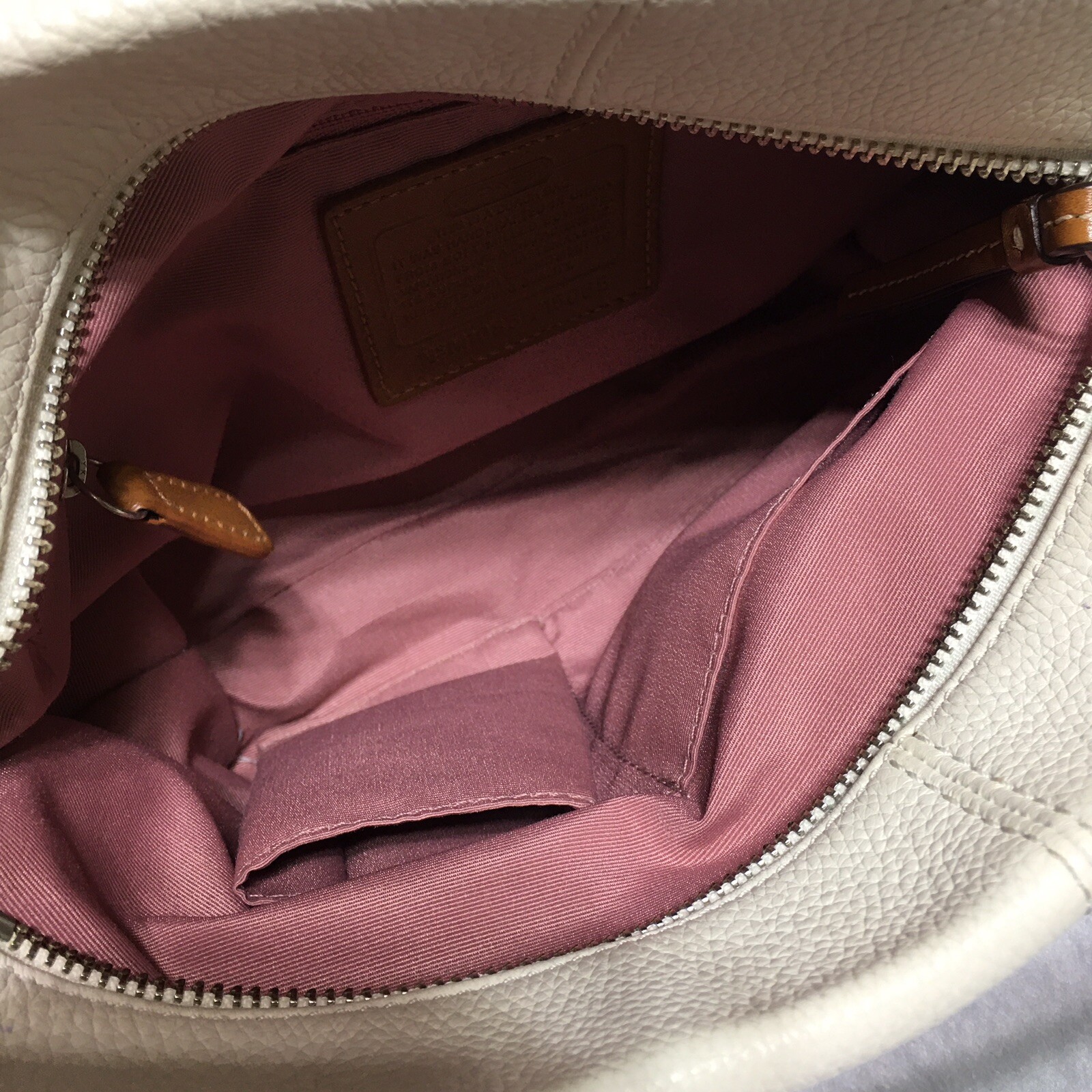 Coach East West Duffel Shoulder Bag M1085F15065 White Pebbled Leather