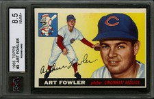 1955 TOPPS #3 ART FOWLER ROOKIE CARD KSA 8.5 CINCINNATI REDS BILLY MARTIN BUDDY