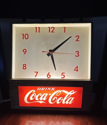 Coca Cola Clock Price Brothers 1960's Gilt Metal W/ Glass