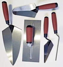 5pc CONCRETE and MASON TROWEL SET TOOLS Rubber Handles cement brick block mortor