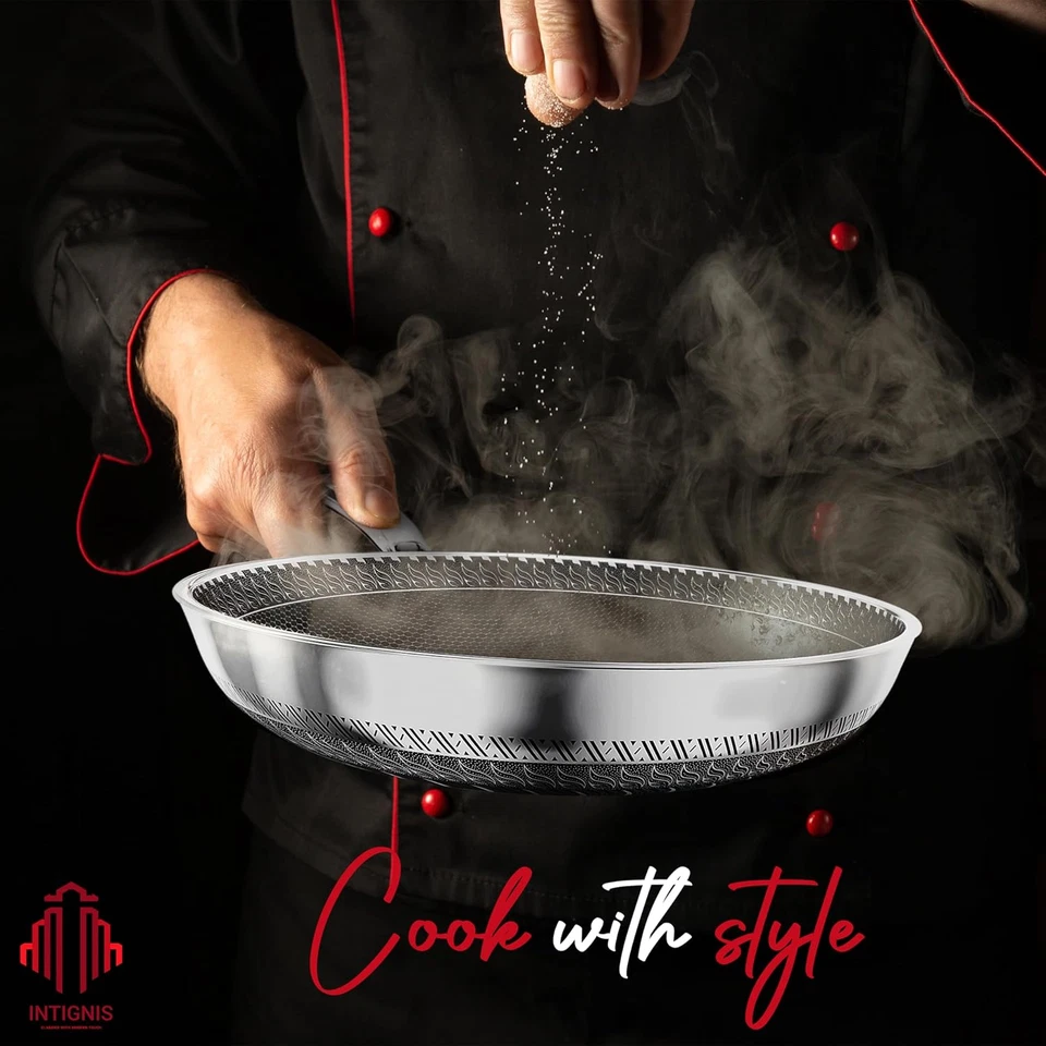 Padella Premium Con Coperchio - 30 Cm/ 12 Pollici - Antiaderente | Resistente Ai - Immagine 2 di 4