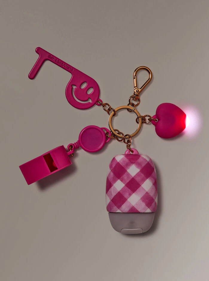 Bath & Body Works Pink Gingham 3 Bolsas de Maquillaje + Llavero Silbato Corazón Iluminado FOB Foto 4 de 4