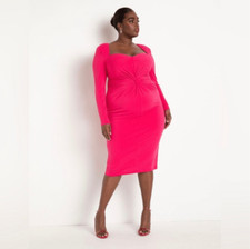 Eloquii front twist midi dress Size 18 magenta hot pink