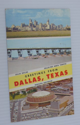 1960 GREETINGS FROM DALLAS, TEXAS PHOTO POSTCARD, LANDMARKS