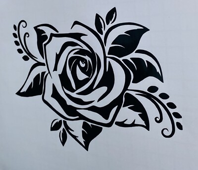 1x Rose Blume Hund Vinyl Aufkleber Abziehbild Auto Van Fenster 6x4 Zoll schwarz