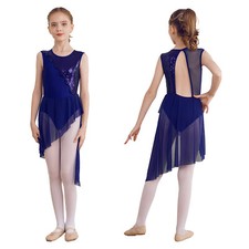 Girl Lyrical Dance Dress Lace Embroidery Leotard One Shoulder Modern Dancewea