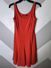 Lauren Ralph Lauren Red Stretch Ponte Knit A-Line Dress Scoop Neck Size 4