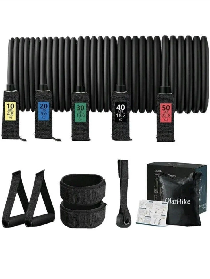 OlarHike Resistance Exercise Bands Set 10 150kg Black 12 month Wty