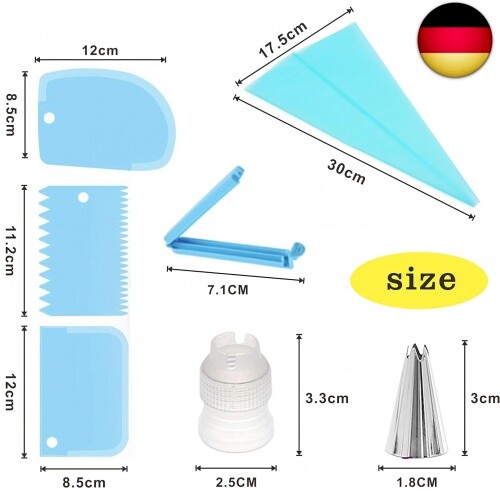 14PCS Spritztüllen Set, Silikon Spritzbeutel mit 14 Edelstahldüsen, Cake und P - Bild 3 von 4
