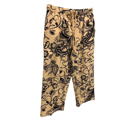 Small Onque Casuals Women's Pull On New Knit Capri Pants Tan Black Pockets  | eBay