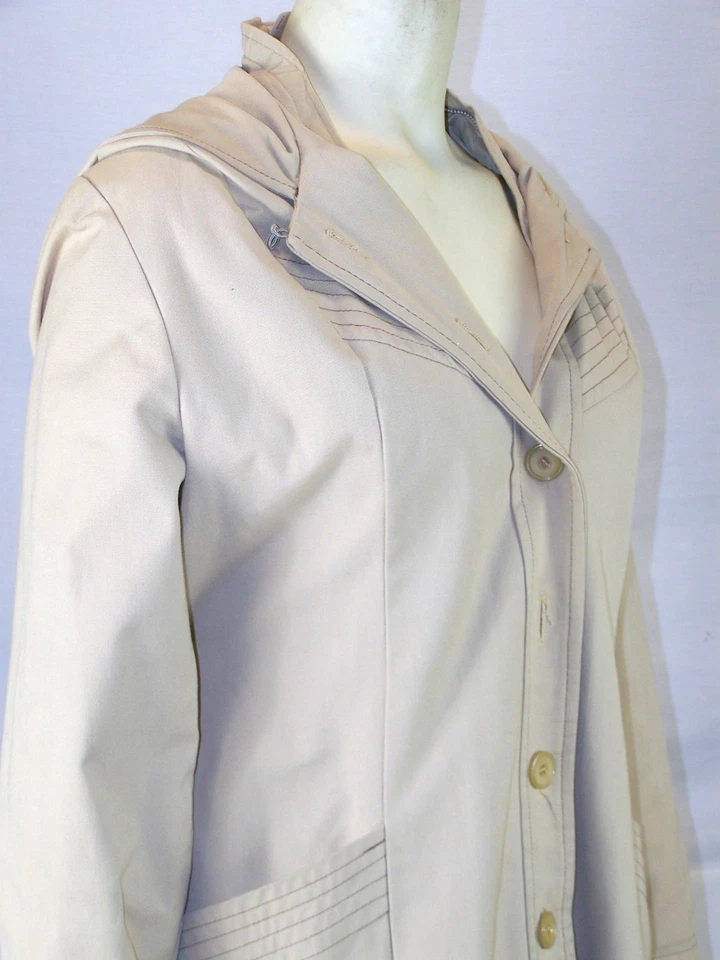 Chaqueta forrada con capucha larga vintage beige Sears para mujer talla mediana 8 10 Foto 4 de 4