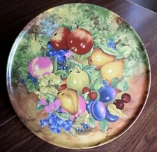 Rochard Limoges France Porcelain Pedestal Cake Stand Lush Fruit A.T Heritage-12"