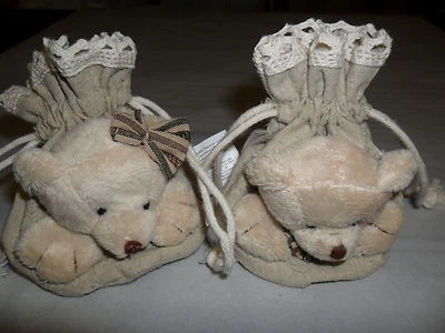 2 Gastgeschenk Leinensäckchen Teddy Kindergeburstag Taufe Geschenk,Mädchen Junge