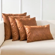 Mellanni Decorative Faux Leather Throw Pillow Covers, All sizes