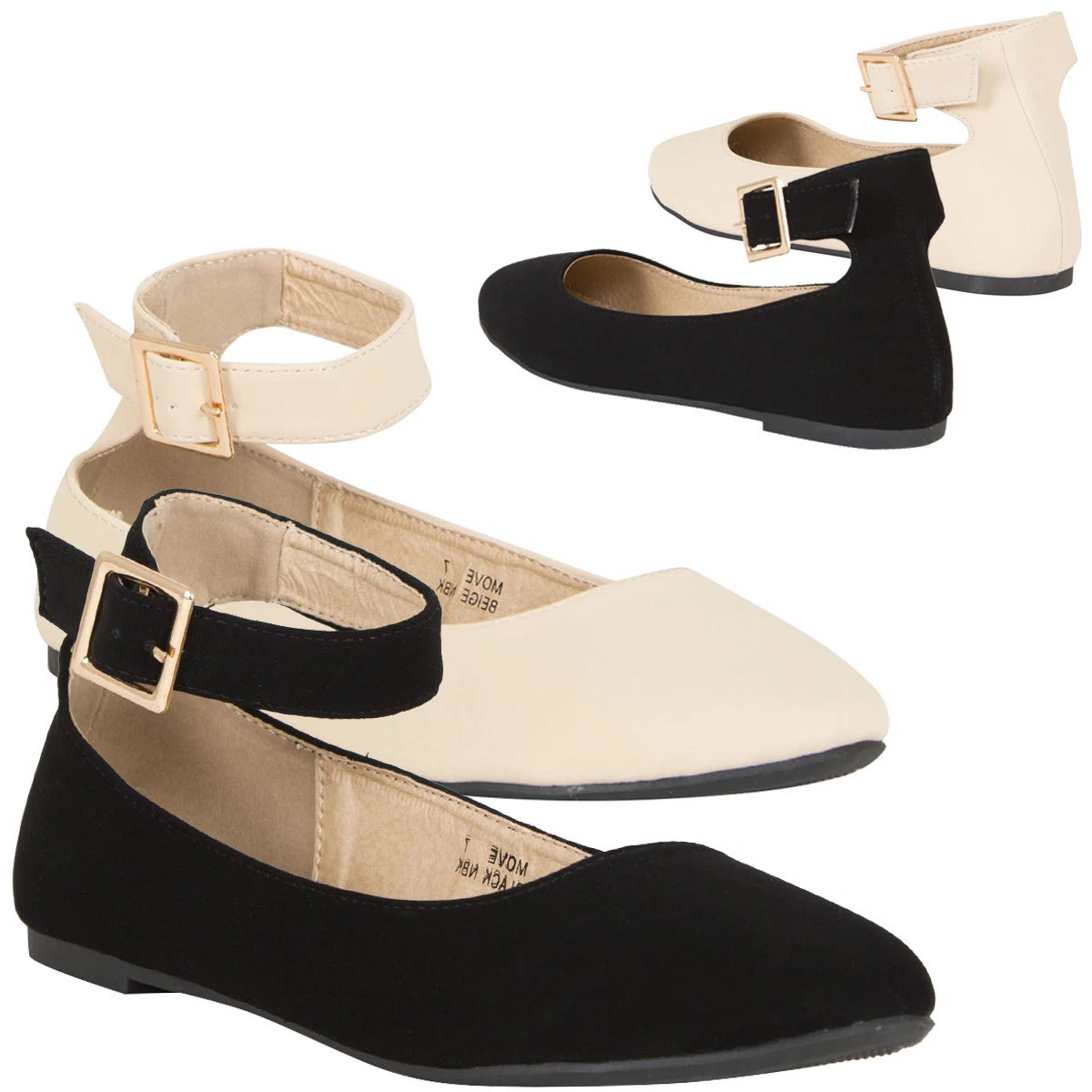 Ankle strap flats shop closed toe