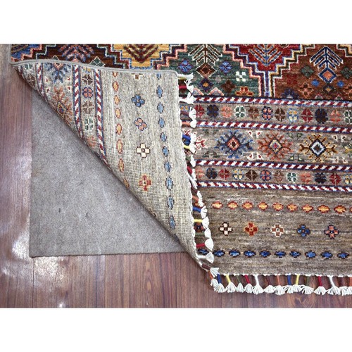 3'5"x10' Gray Soft Wool Hand Knotted Afghan Super Kazak Runner Rug G71751 - Picture 2 of 6