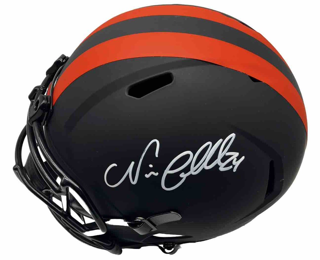 Nick Chubb Autographed Signed Cleveland Browns And Jamie Gillan Full Size Browns Eclipse Helmet With COA 