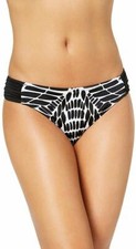 Bar III Womens Animal Print Hipster Bikini Swim Bottom B/W S Black