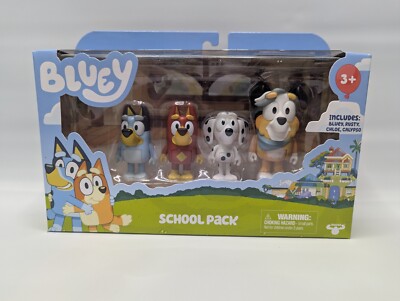 Bluey & Friends School Pack Bluey, Rusty, Chloe, Calypso Figure Set Kids Toy NEW