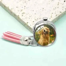 Cute Golden Retriever Keychain Key Ring Purse Handbag Car Charm Backpack Bag