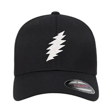 Grateful Dead SYF Bolt Embroidered Fitted Flexfit Hat Black Navy Olive Red