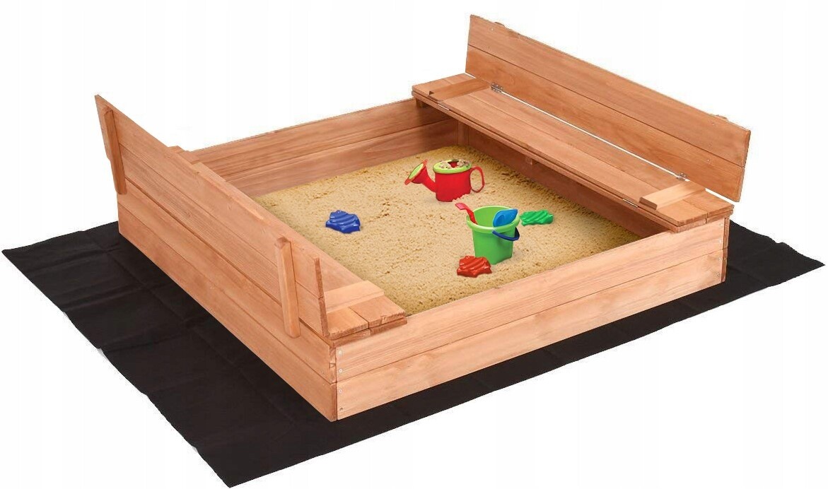 Sandkasten Mit Deckel Sandbox Imprägniert 120x120  Produktbild-Vorschau 3