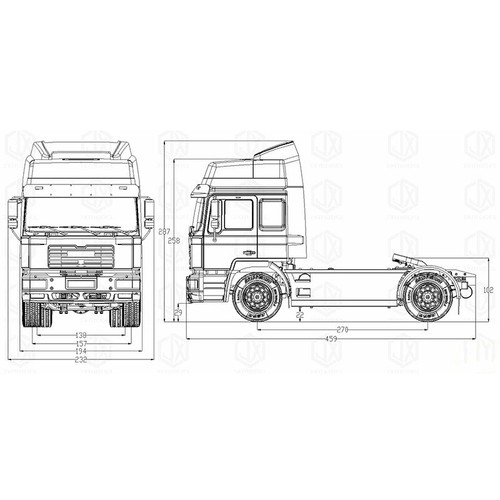 Tractor Truck Metal Cab Kit 1/14 Gray Color 4X2 RC Model Trailer Tipper DIY Kit - Picture 13 of 14