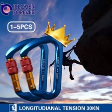Aluminum Rock Climbing Screwgate Locking Carabiner Large 30KN D Shape Clip Hook
