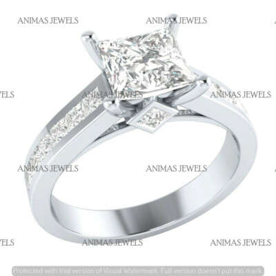 1.65 Ct Princess Moissanite Wedding Engagement Ring Real 925 Sterling Silver
