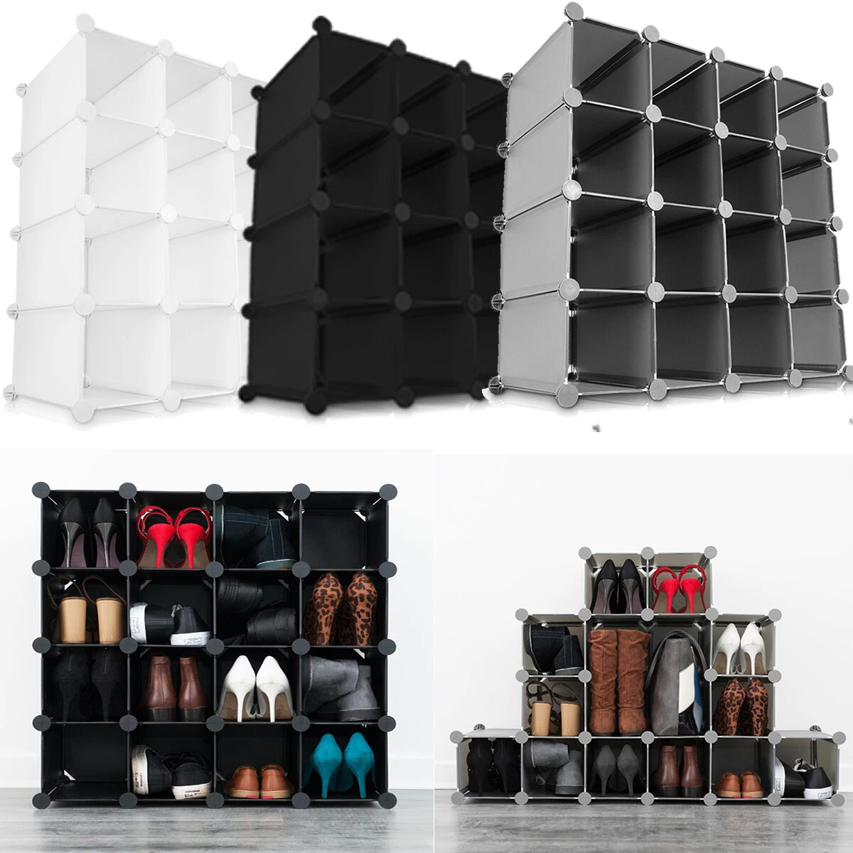 Interlocking shoe outlet storage cubes