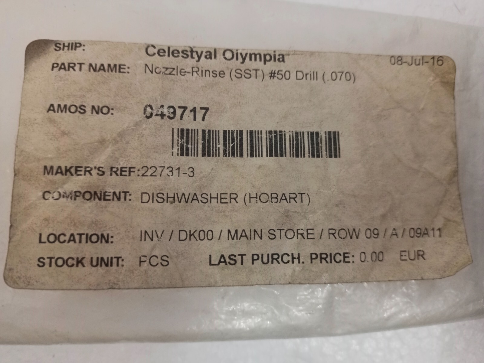 Hobart 00-22731-3 Dishwasher Rinse Nozzle 33 Pcs Lot