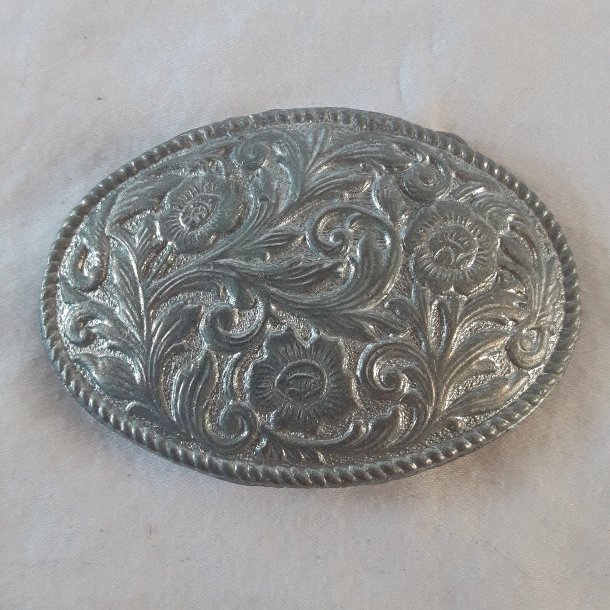 Antique Vintage Silver Western Flower Cowgirl Oval Belt  display picture 1