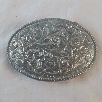 Antique Vintage Silver Western Flower Cowgirl Oval Belt  display picture 2