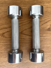 DP Fit for Life 3LB Set Vintage CHROME Dumbbells 6LBS total