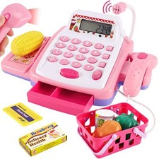 HYAKIDS Registratore di Cassa Supermercato Giocattolo per Bambini con Scanner di