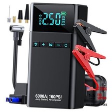 10-in-1 Portable Car Battery Jump Starter with Air Compressor, 6000A 160PSI