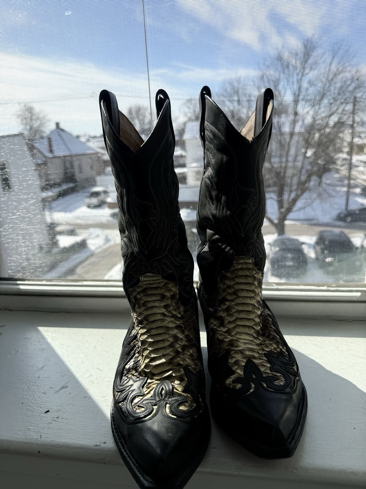 Sendra Black Python Cowboy Boots 10.5 - image 3